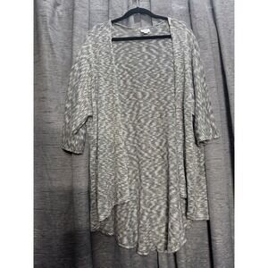 Lularoe Draped Open Front‎ Cardigan Gray Knit Hi-Low Hem 3/4 Sleeve Size M